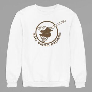 NEW San Diego Padres Tonal Swinging Friar Fleece Long Sleeve Sweatshirt WHITE